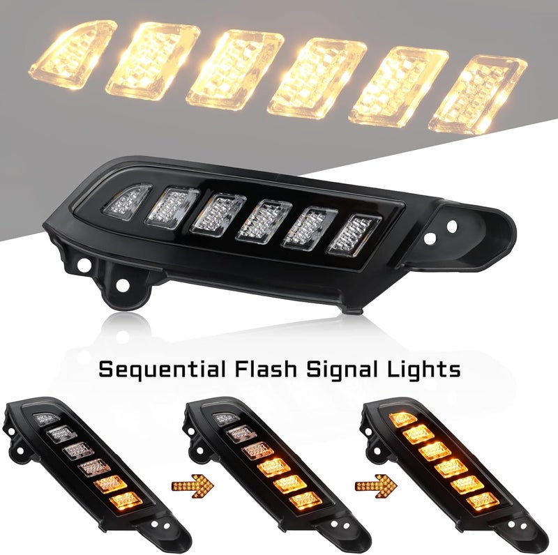 GEEGEETOP FulL LED DRL Lens Front Headlight Side Marker Bumper Light Assembly Compatible with 2016-2023 Tacoma,Switchback White&Amber Functions as Tail Light Turn Signal Light - Image 2